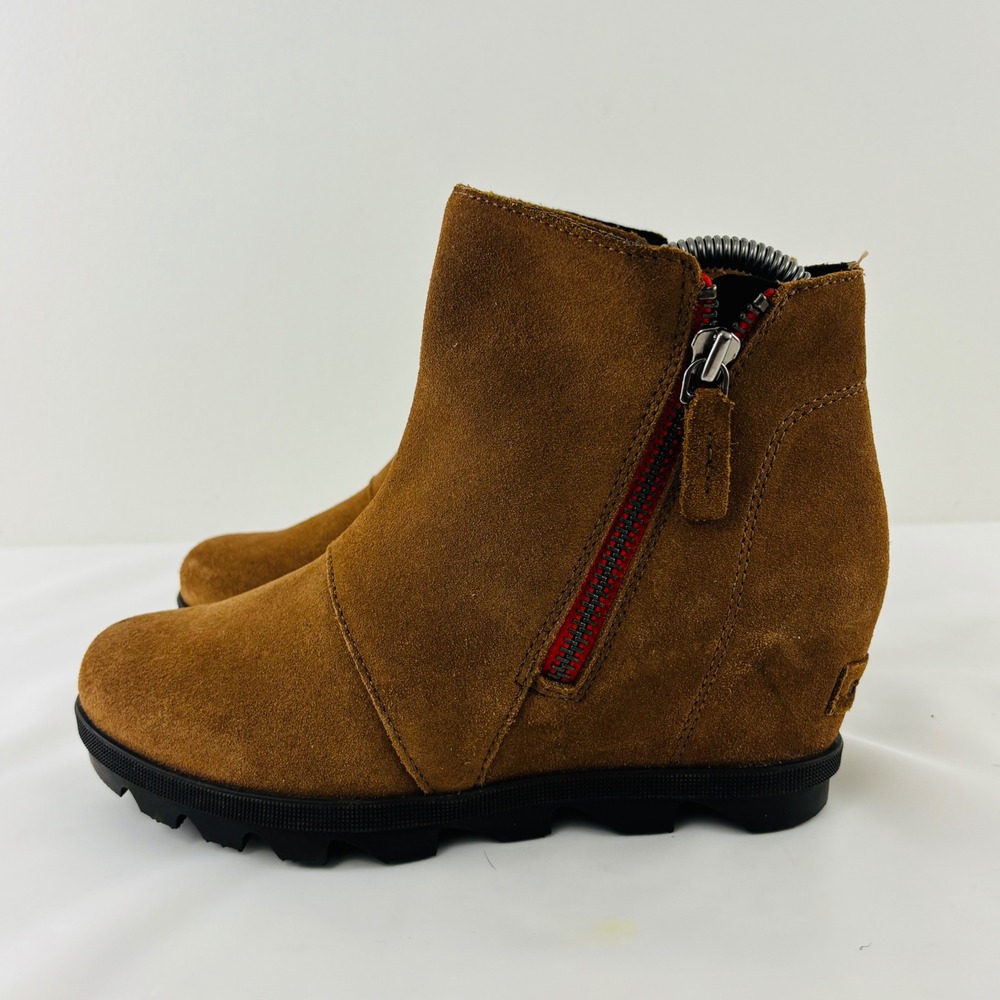 Sorel Joan Of Arctic Suede Hidden Wedge II Zip Ash Brown Women's Size 5